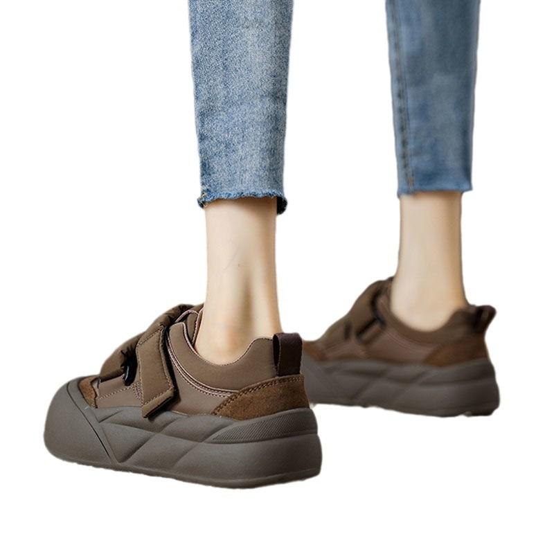 thick-soled Velcro ugly cute big head bread shoes women's autumn new small height increase versatile casual board shoes