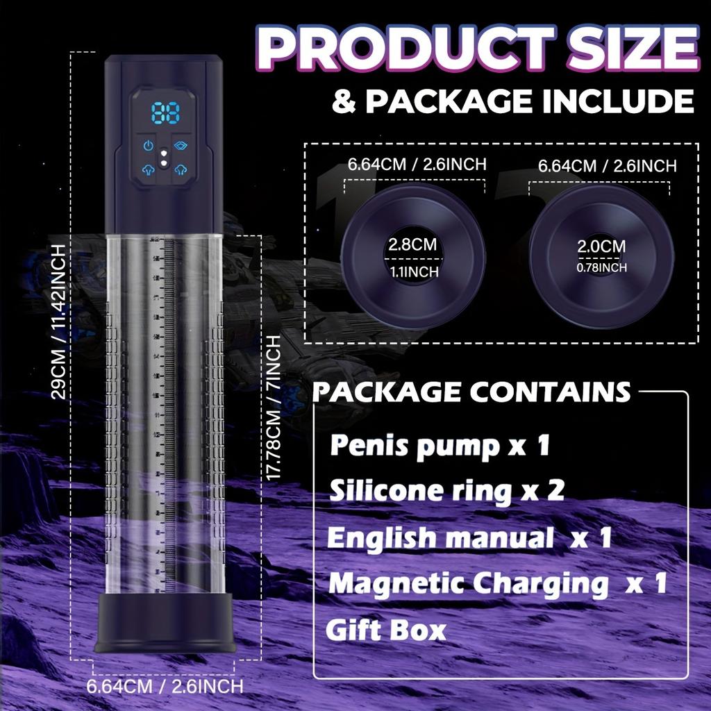 1 Electric Penis Pump Penis Vacuum Pump with 4 Smart Training Modes and 3 Sucking Modes, Automatic Male Masturbator Pump Unit with 2 Silicone Sleeves