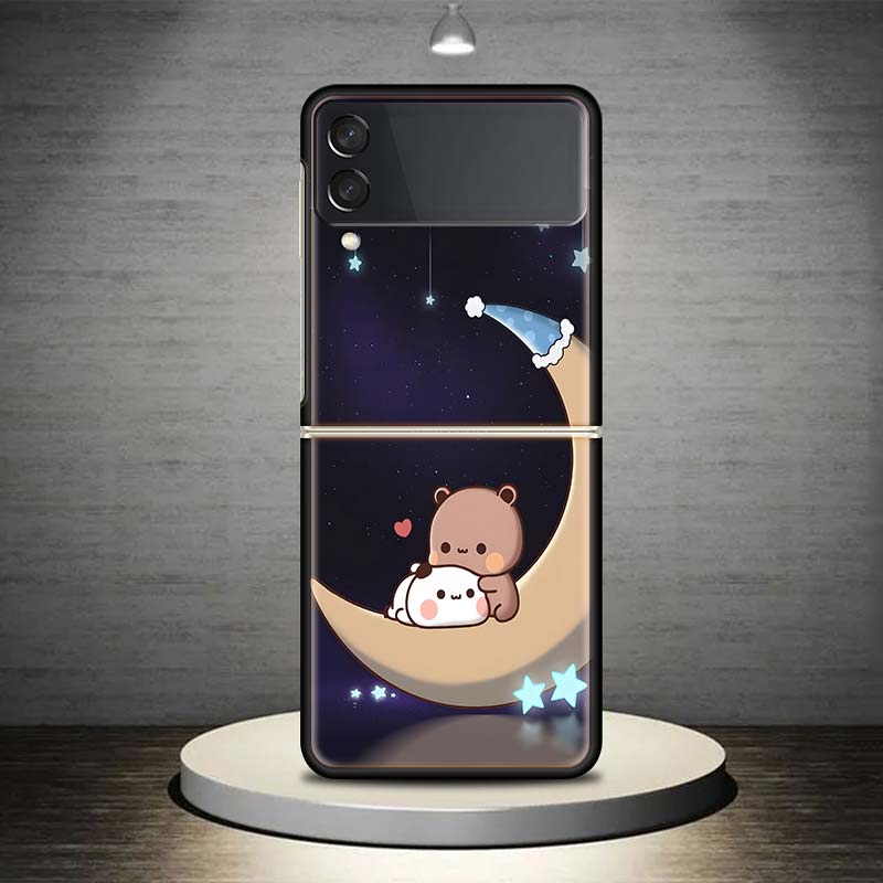 

Cute Peach Goma Cat For Samsung Galaxy Z Flip 7 6 5 4 3 5G Phone Case Black Cover ZFlip 7 6 5 4 3 Shockproof Bumper Coque Galaxy Samsung Z Flip 7