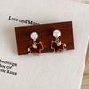 Rhinestone Zircon Horse Earrings Red Rocking Horse Earrings Cute Animal Earrings  Women Jewelry