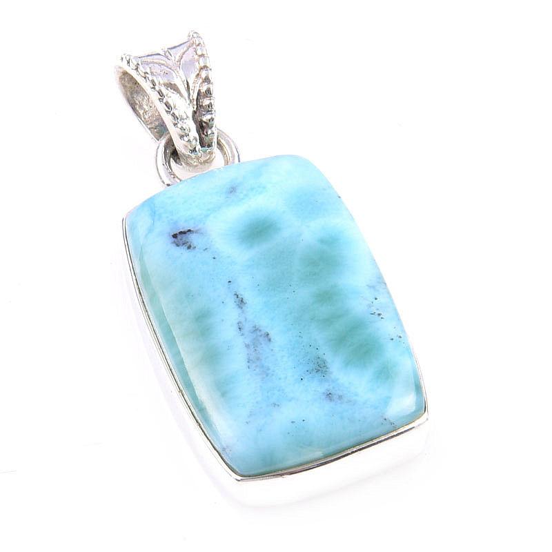 Natural Republic Larimar Gemstone 925 Solid Sterling Silver Pendant 1.25'' l4H54