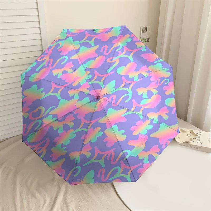 

1PC Butterfly Star Umbrella-8-Rib Reinforced Portable Folding Travel Suitable for All Seasons Outdoor Daily Use-G364