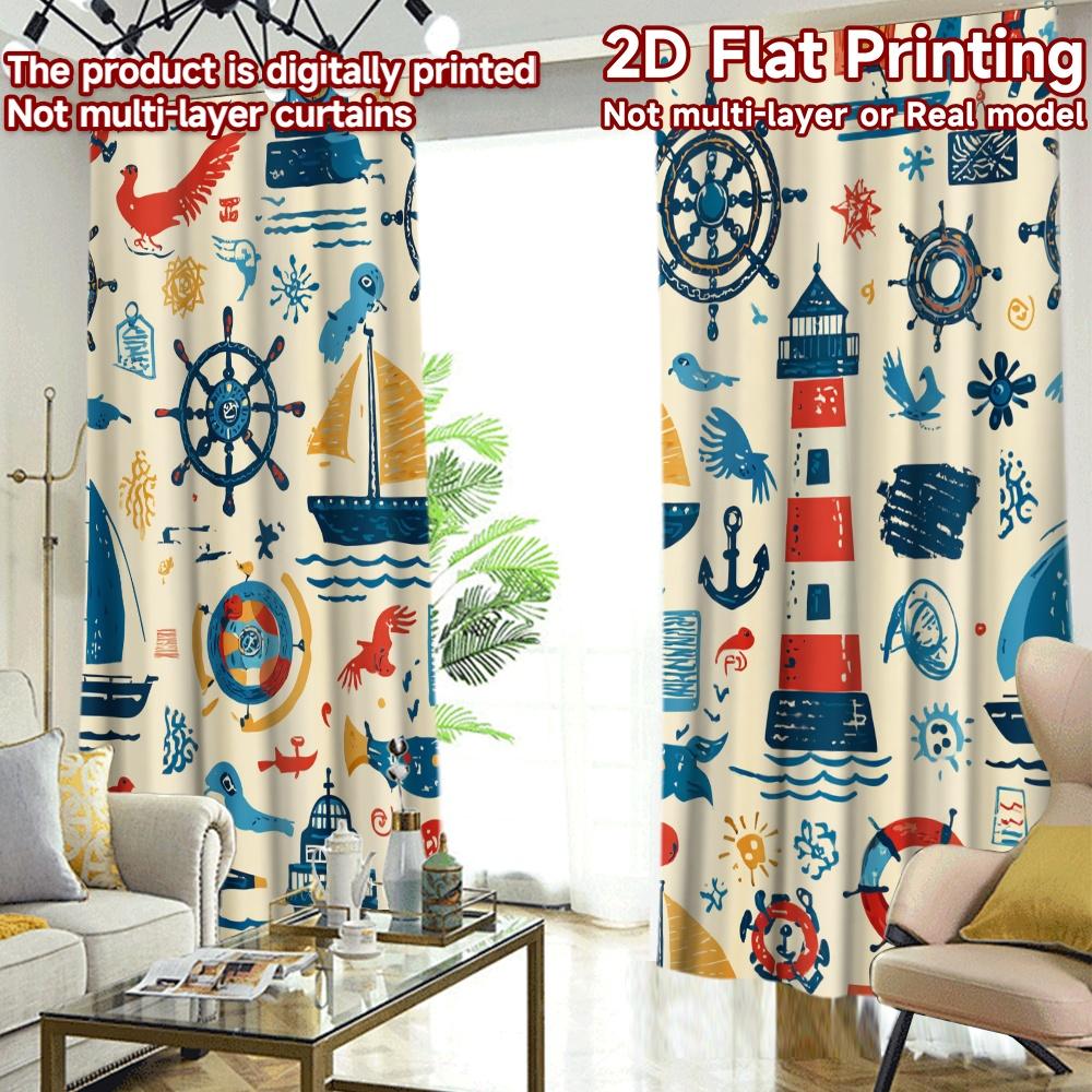 2D FLAT PRINTING 2pcs Curta (easter Decor) Nautical Adventure Design Fashionable Modern Curta Yarn Curta Easter