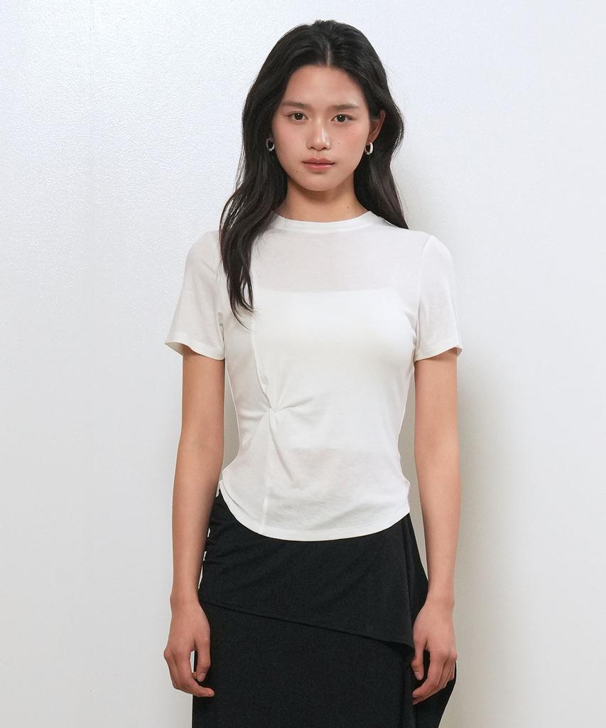 GENERALIDEA Acetate Twist Short Sleeve T-Shirt [White] / Gf2Lts520