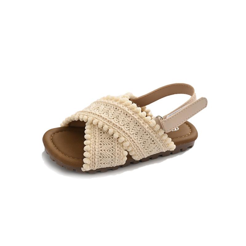 Mädchen Sandalen Weben Retro Ins Trendy Kinder Strandschuhe Koreanischer Stil 2025 Sommer Neu Kinder Freizeitschuhe Slipper Rutschfest