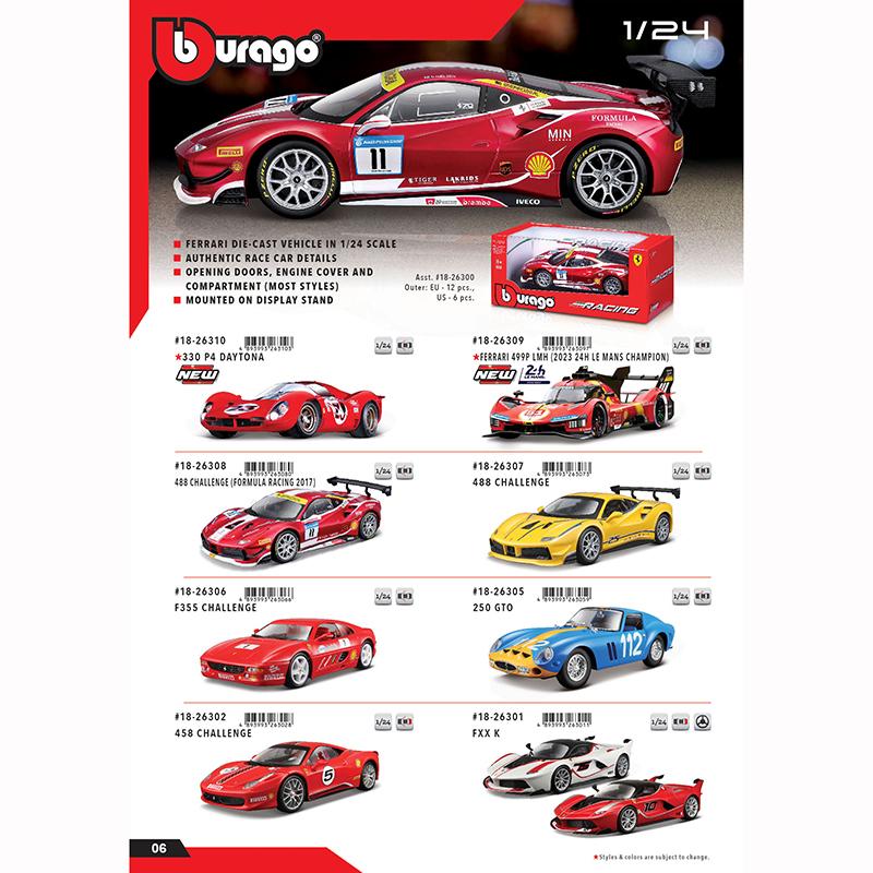 Bburago 1:24 Ferrari 499P #83#51 330 488 250 FXXK 458 Alloy Vehicle Car Model Toy Collection Gift Multiple Styles To Choose From