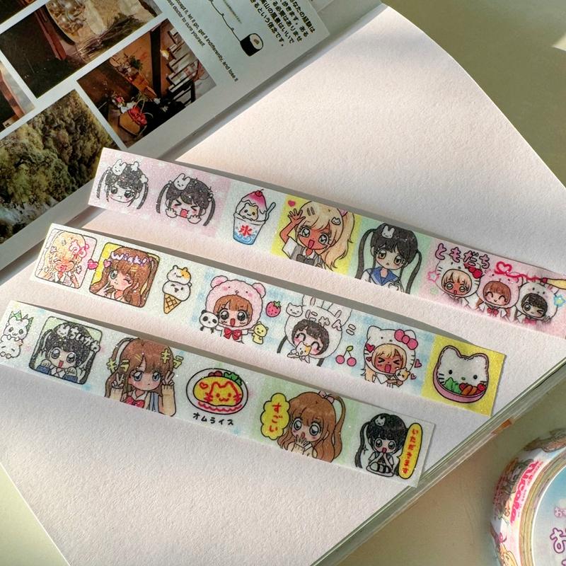 Original Shibuya Girl Stickers Tape Vintage Showa Sticker Roll Repackage Journal Phone Case DIY Decoration Material 70cm/35cm