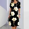 Damenkleid Kurzarm Rundhalsausschnitt Personalisiertes Bedrucktes Kleid Mode Damen Blumenprint Lässig Locker A-Linien-Kleid