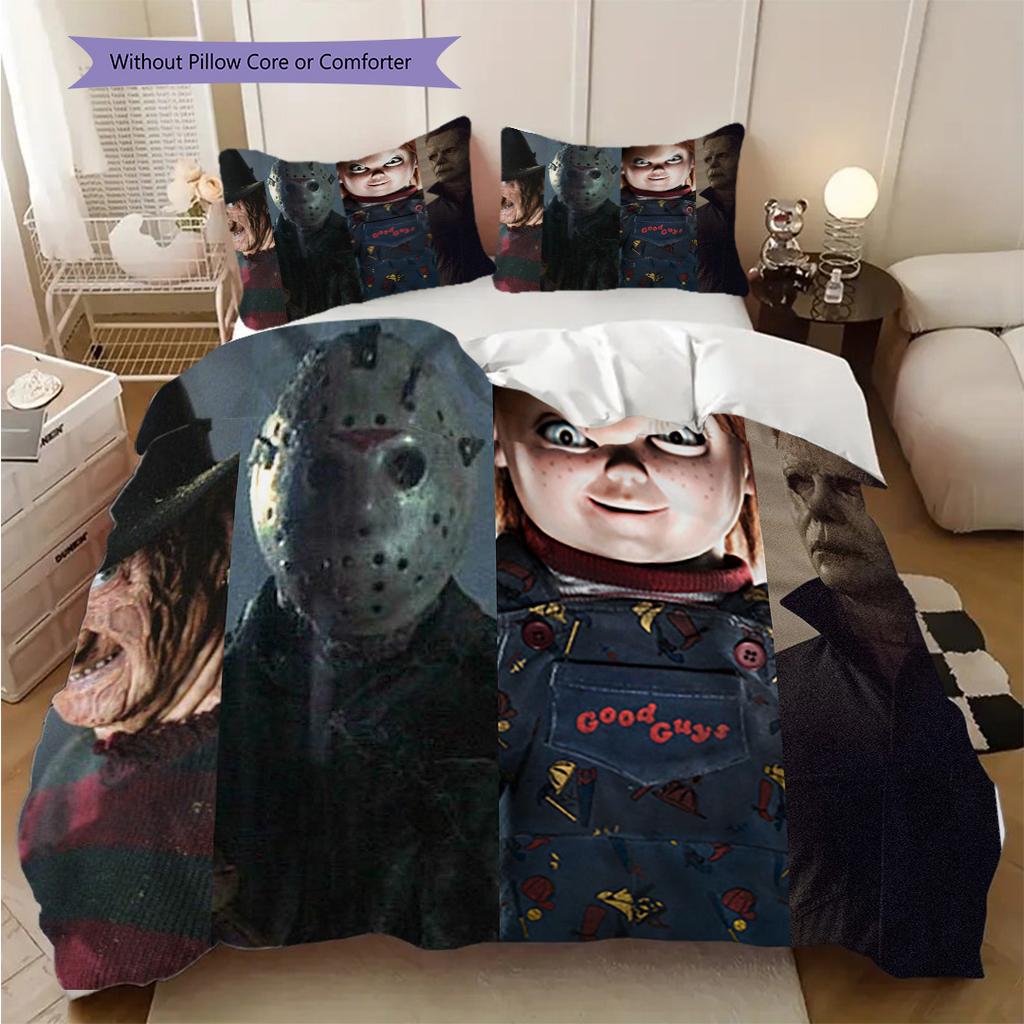 Horror Icons Collage Threepiece Set 1 Duvet Cover 2 Pillowcase Without Core Bedding Set Soft And Comfortable Christmas Birthday Gift