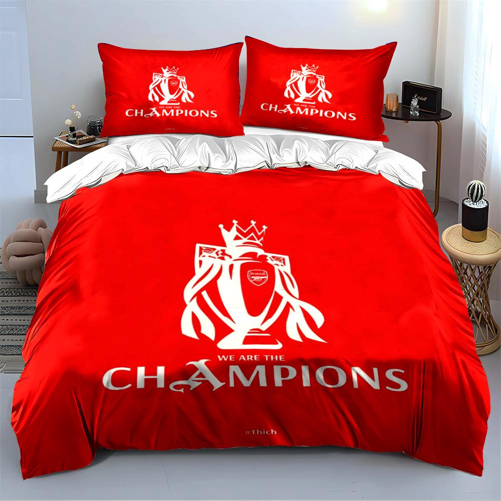Red Champions Trophy Bedding Set Bedding Duvet Cover Set Duvet Cover Pillowcases Home Decor (1 * Duvet Cover 2 * Pillowcases, Without Duvet Insert)