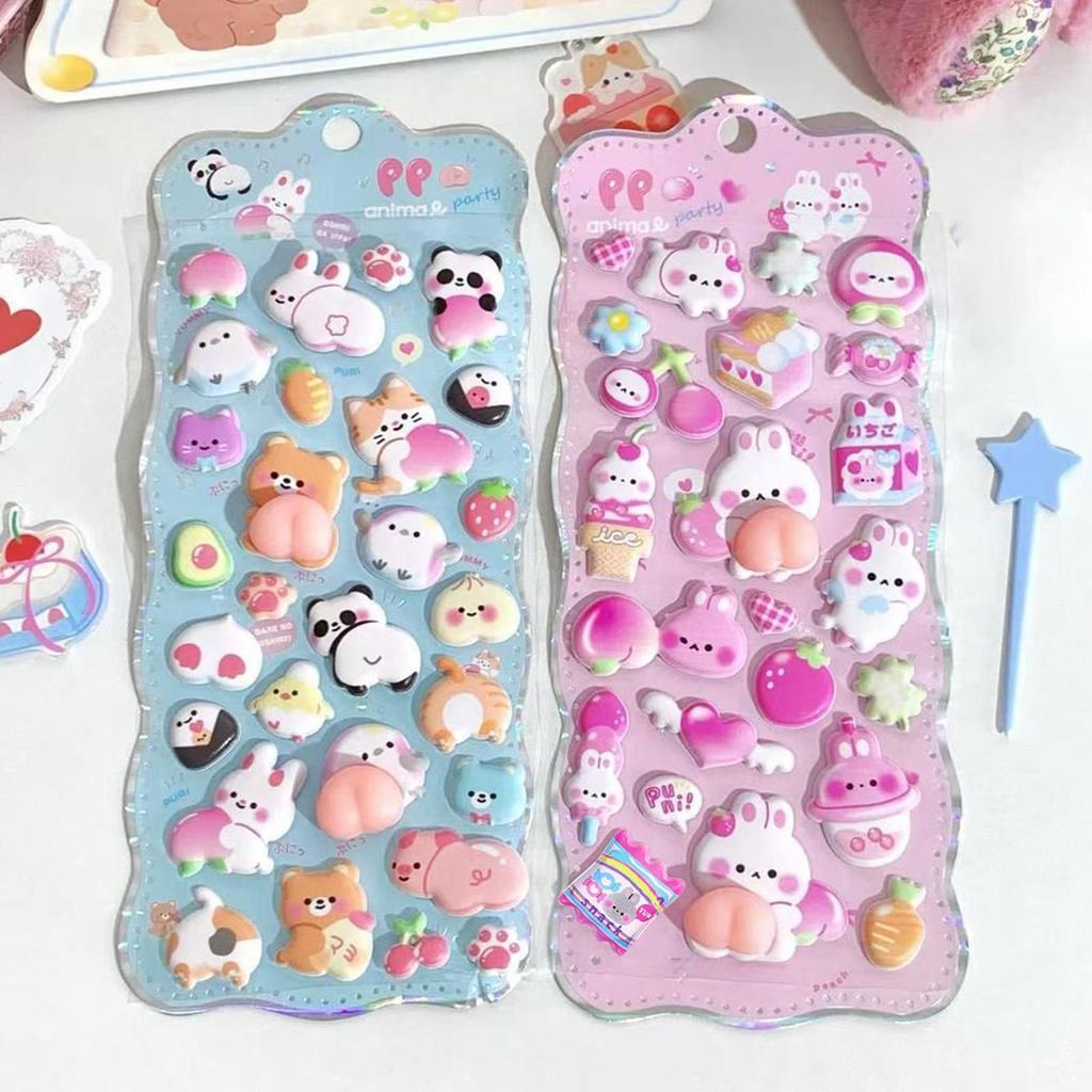 3D Animal Stickers for Kids, Cute Puffy Stickers Self-Adhesive Decals for Scrapbooking Journals Laptop Phone Case Water Bottle