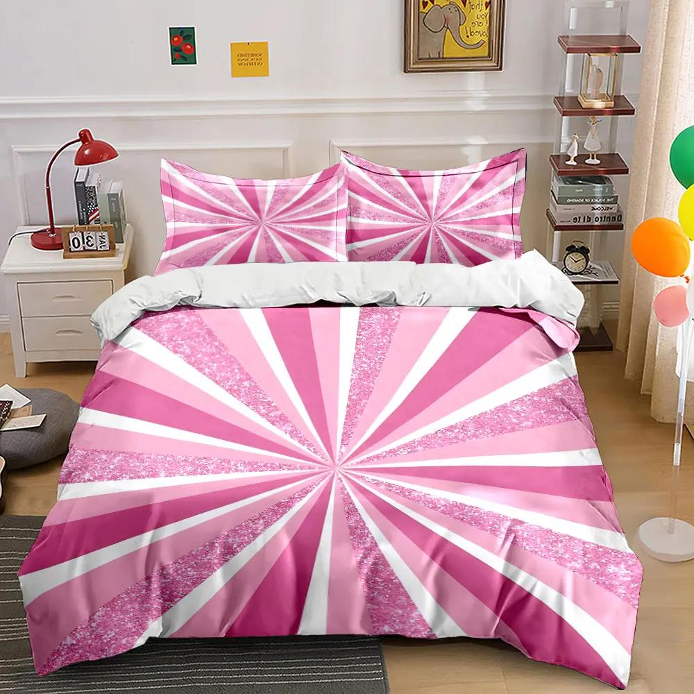 Pink Glitter Decorative Set Soft Comfortable Duvet Cover Bedding Set Included 1*Duvet Cover & 2*Pillowcases gift