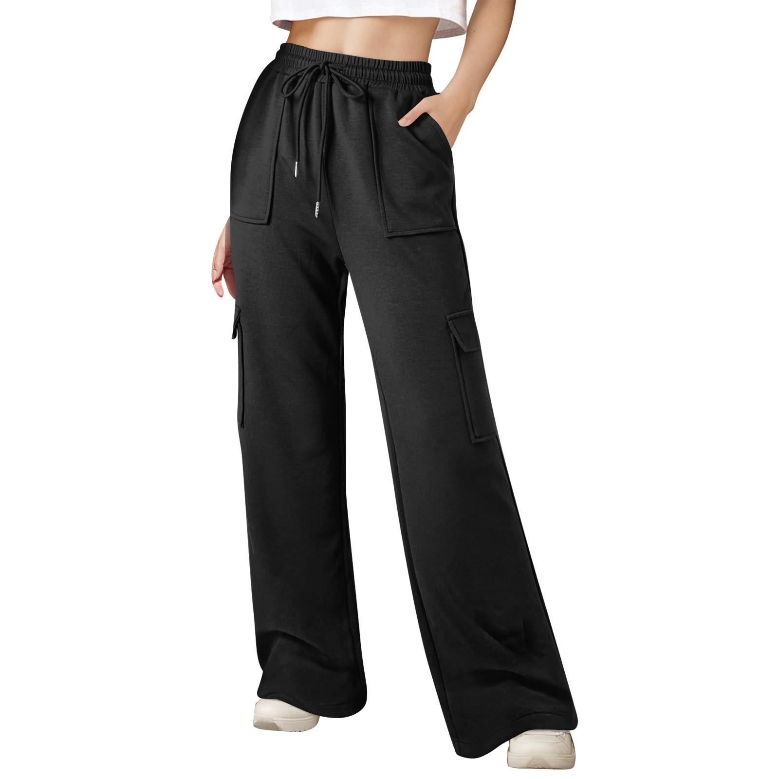 

Женская рабочая одежда, спортивные штаны, повседневные свободные флисовые брюки для бега с высокой талией, женские спортивные штаны, повседневные брюки, штаны для йоги, домашняя одежда L чёрный