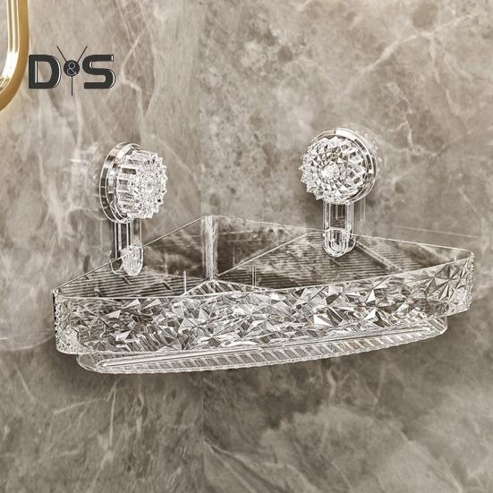 Suction Cup Corner Wall Shelf Storage Rack Strong Load-bearing Large Capacity Easy To Install Heavy-Duty Shower Organizer Shelf