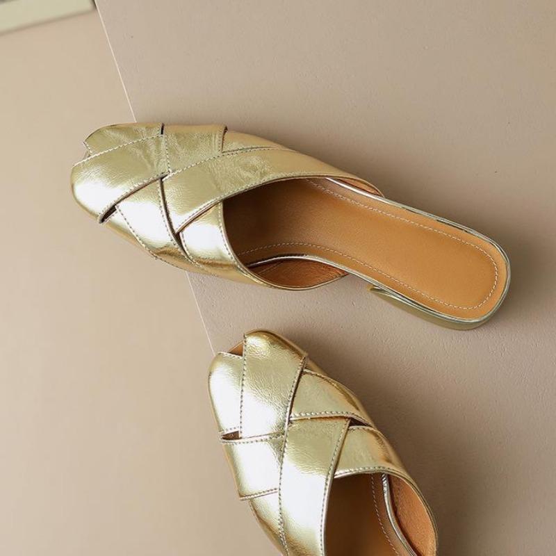 Модные женские модные шлепанцы баотоу летние новые с квадратным носком открытые — фото 6