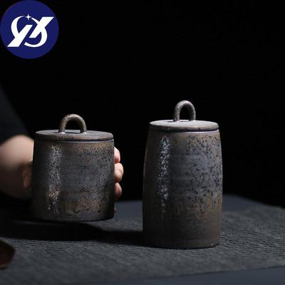 Cerâmica japonesa selada para chá caddy cerâmica grossa grande frasco de especiarias vintage tanque recipiente de comida