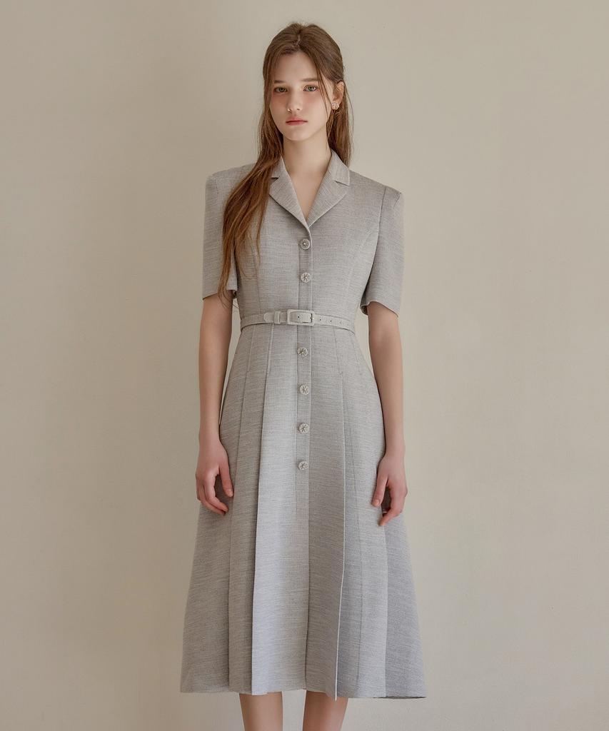 Julie And Kara 26Ss Calla141 Shebigins Giselle Tweed Dress Heather Black