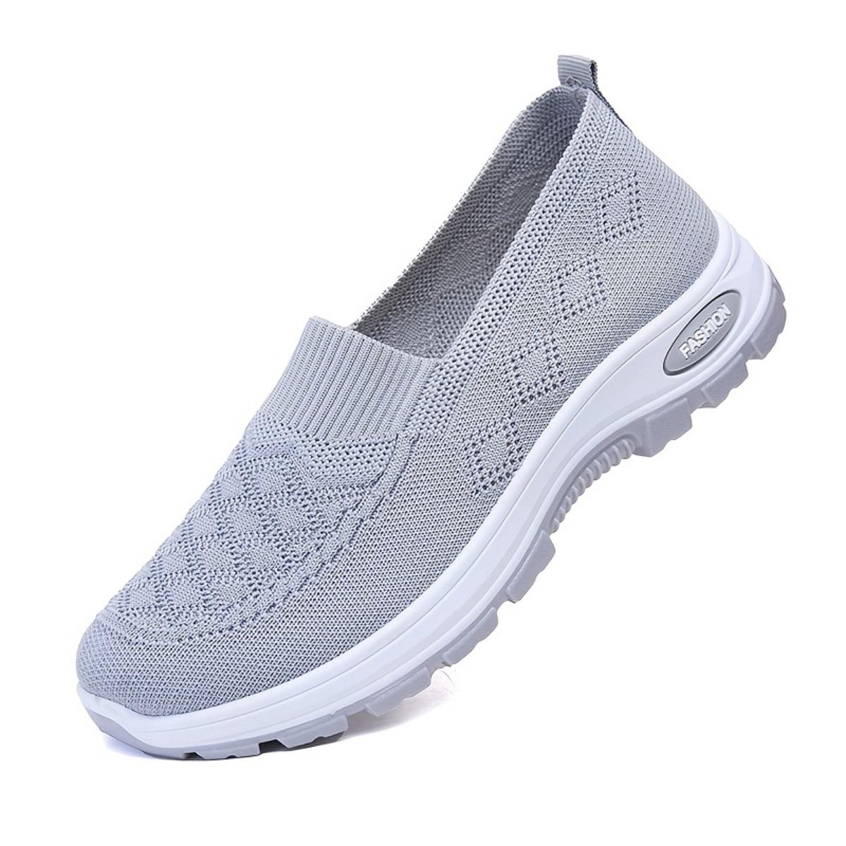

Женские легкие и дышащие трикотажные одинарные спортивные туфли - удобные повседневные туфли с низким вырезом, круглым носком и тканевой подкладкой, женская спортивная обувь 37 серый