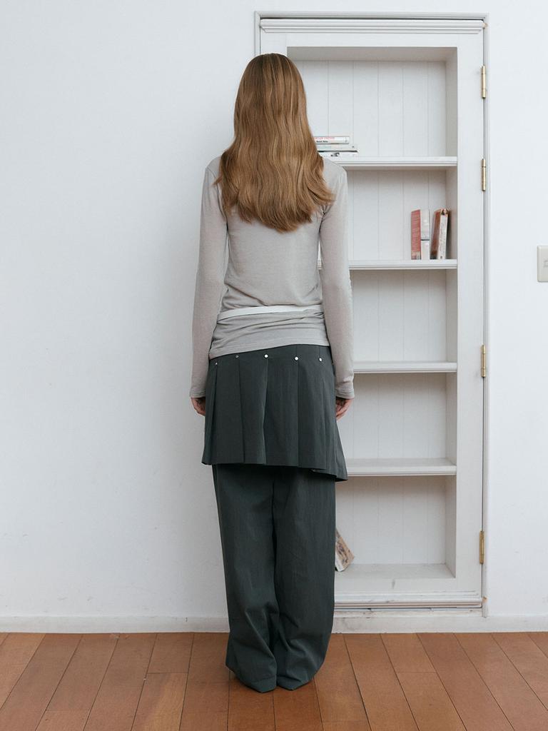 Asula Atypical Rivet Pleats Skirt (Charcoal)