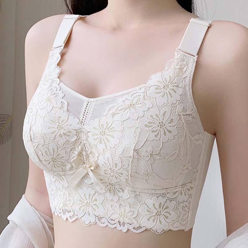 Large Breasts Show Small Without Steel Ring Latex Underwear Ladies Gathered Anti-sagging Adjustable Thin Section Bra