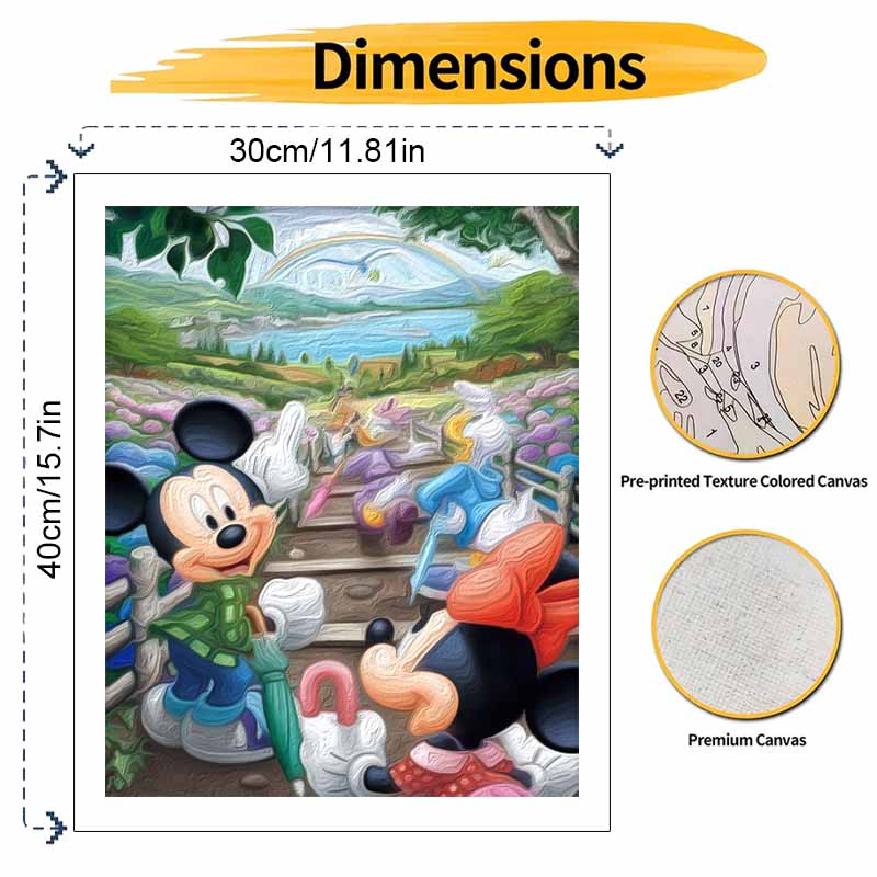 Disney oil painting painting art Mickey Mouse and friends garden landscape handmade diy painting home decoration gift