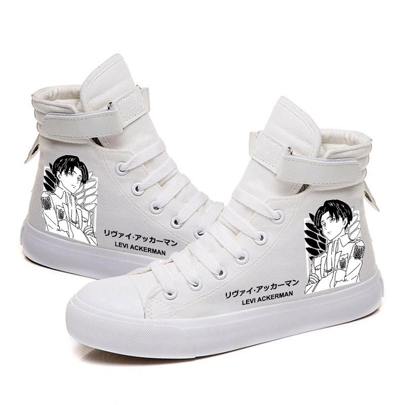 Attack On Titan Aot Levi Ackerman Bedruckte Anime Canvas Schuhe Flache High-Top Bequeme Sneaker Zapatos Chaussure Schuhe