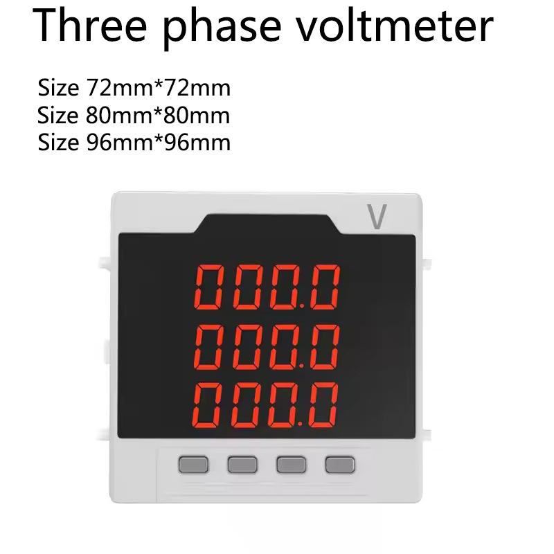 Three phase AC voltmeter size 72*72 80*80 96*96mm digital instrument for measuring AC voltage