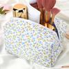 2PCS Cute Travel Toiletry Bag Large Capacity Cotton Makeup Brushes Storage Bag Quilted Makeup Bag with Zips for Women