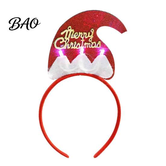 Glowing Christmas Tree Headband Light Up Headbands, Shiny Glitter Santa Hat Reindeer Antler Hairbands, Holiday Accessories for Parties LED Xmas
