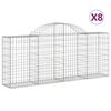 VidaXL Paniers à gabions arqués 8 pcs 200x30x80/100 cm Fer galvanisé, gabion, cage de gabion, panier de mur de gabion, mur 3146095