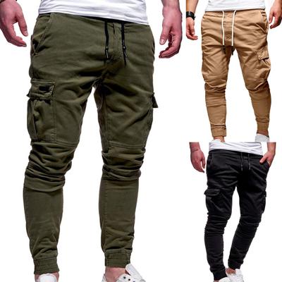 Cargohose Einfarbig Kordelzug Herren Locker Mehrere Taschen Jogginghose für den täglichen Gebrauch