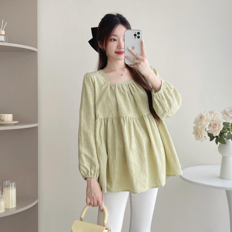 2026 Spring Korean Jacquard Casual Sweet Loose Top for Pregnant Women XL