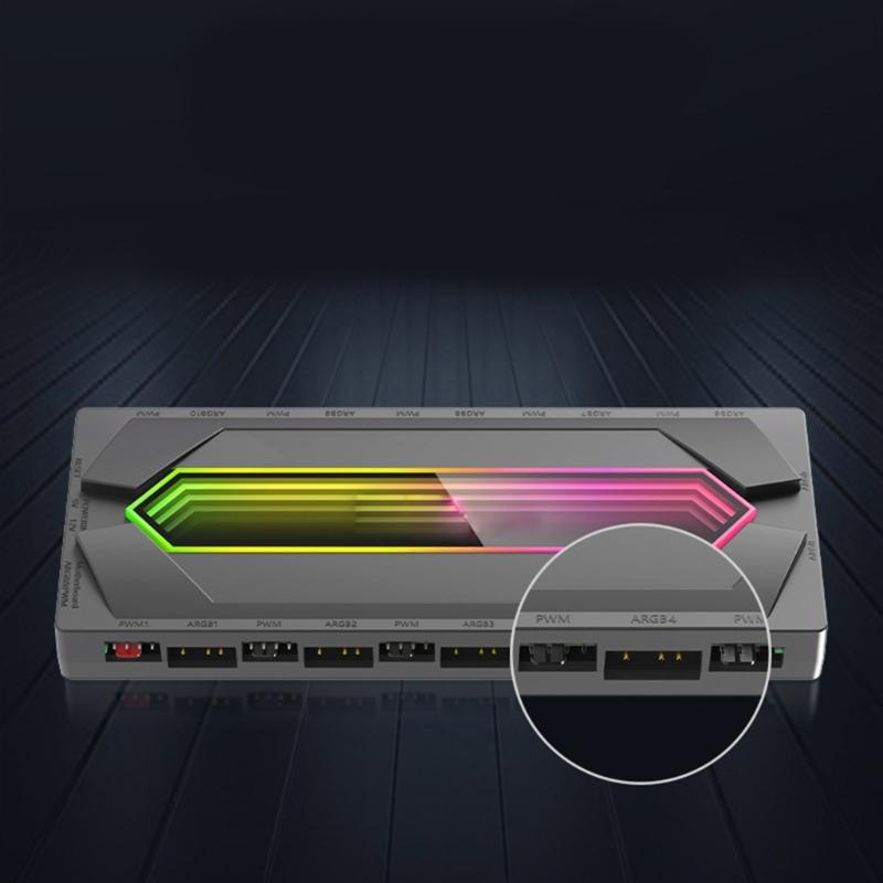 ARGB Controller PWM Cooling Fan Hub with Power Supply Cable ARGB Splitter PWM ARGB Hub Splitter for Motherboards