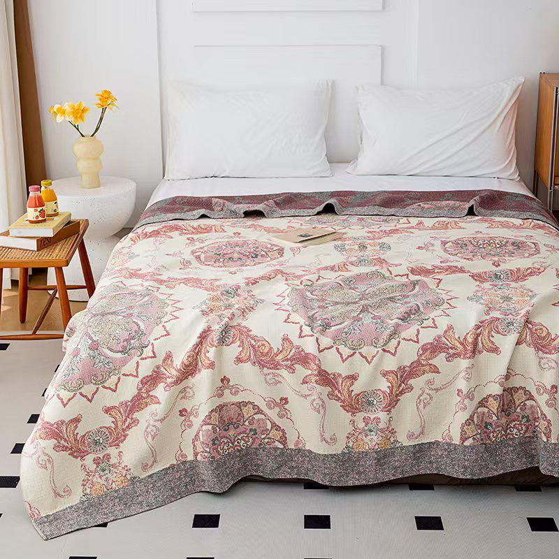 Customizable Pure Cotton 4-Layer Gauze Jacquard Blanket - Perfect New Year Gift