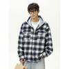 Wassup Black and White Plaid Hooded Long-Sleeved Shirt for Men and Women, Spring and Autum New Loose Casual Retro Shirt Jacket