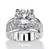 Huitan CopperColor White CZ Women Wedding Rings Full Cubic Zircon Bling Engagement Party Ring Anniversary Gift Eternity Jewelry