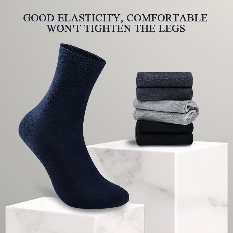 1/5 Pares Meias de Algodão Cano Médio Masculinas para Negócios Preto Branco Meia Masculina Respirável Quatro Estações Tamanho Plus