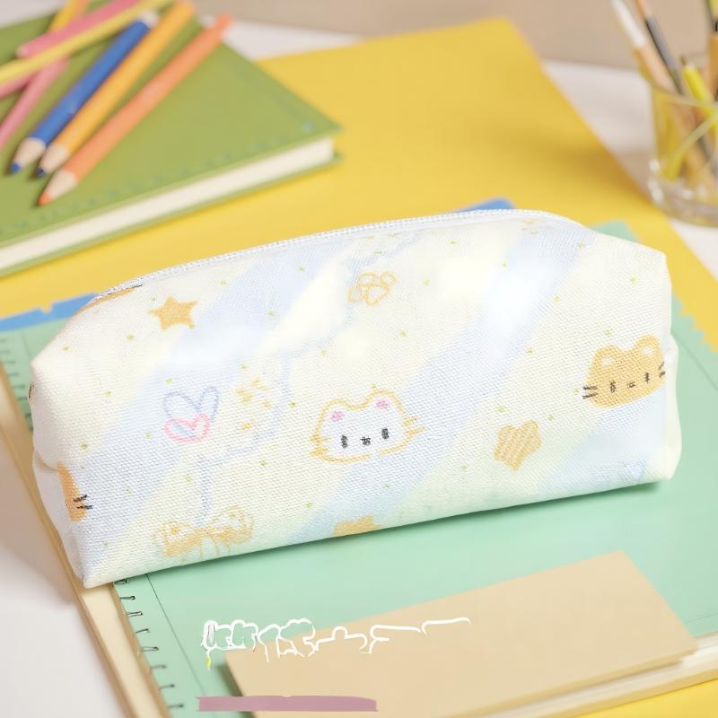Cute Cat Pencil Box Cartoon Cat Large Capacity Pencil Case Cosmetic Bag Student Stationery Gifts Multifunctional Storage Bag