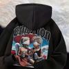 Oversized Hooded Sweatshirt Men Women Vintage Angel Print Thick Fleece Lined Loose Fit Winter Pullover