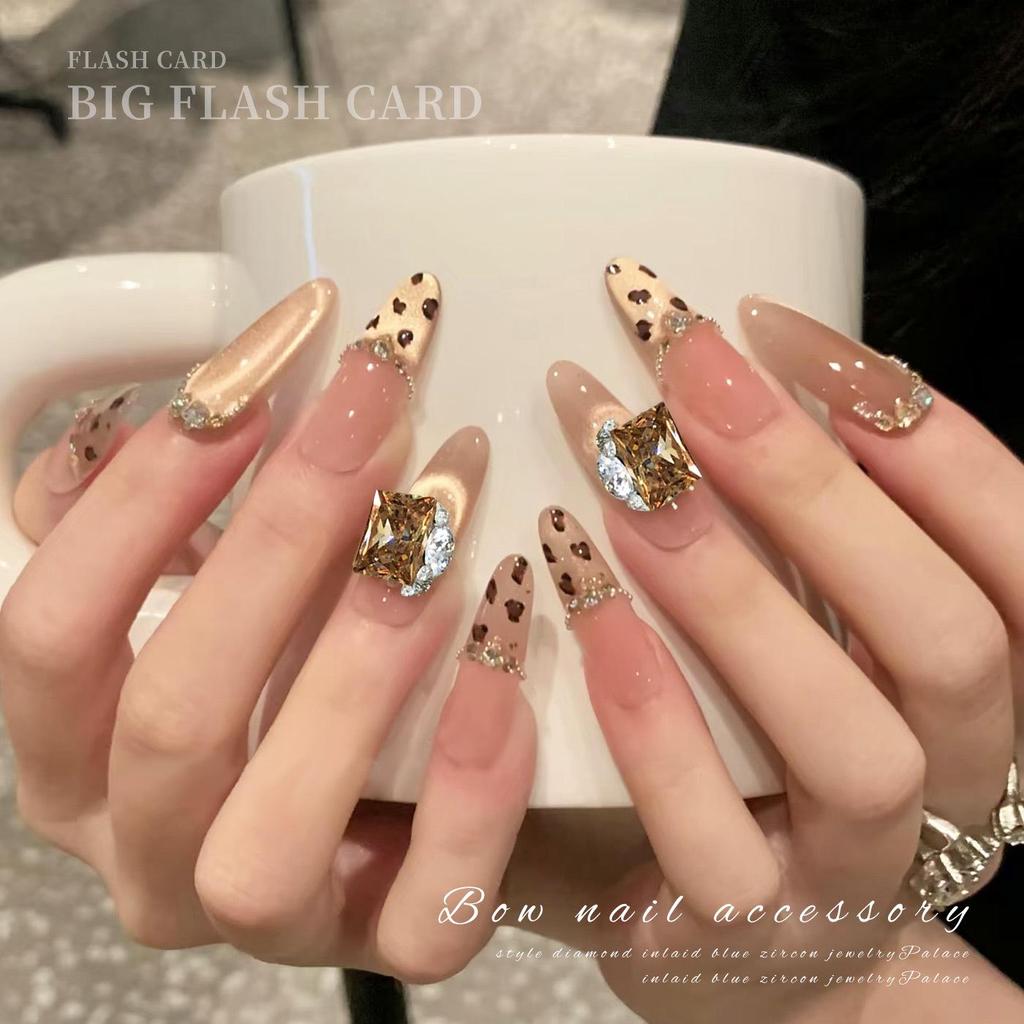 Champagne Bottomless Tray Zircon Nail Art Accessories - Super Flash Heart Dove Egg Stacked Drill Ball.