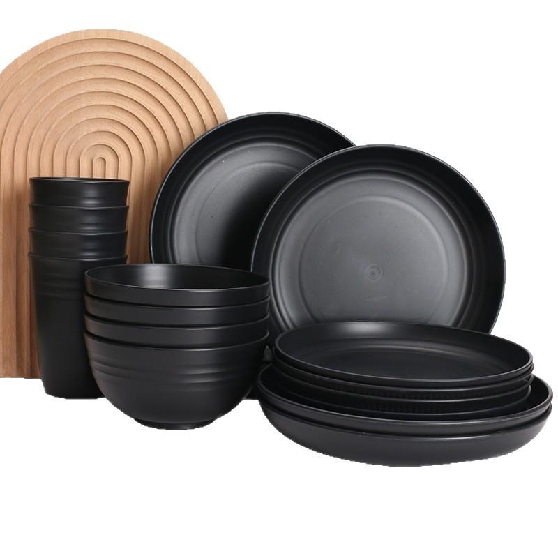Microwave Safe Dishes 16 PCS Plates And Bowls Sets, Unbreakable Dinner Plate, Dessert Plates, Cereal Bowl, Drinking Cups