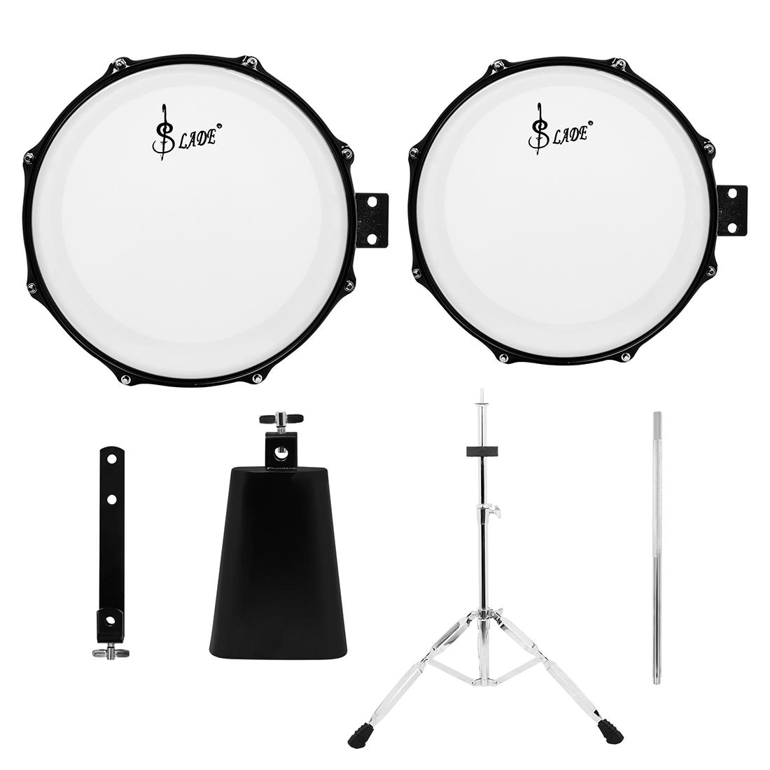 

New Style Timbales Drum Set Black 13/14 Inch High portability Timbale Drum Professional Percussion with Drum Stand Cowbell