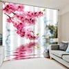 Custom Japanese Landscape Curtains Mount Fuji Red Maple Tree Theme Japanese Restaurant Window Semi-blackout Curtains 2Panels