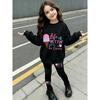 Girls' Ice Cream Letter Casual Comfortable Soft Loose Pullover Sweatshirt and Leggings 2-Piece Set, New Autumn/Winter, Playful, Sweet and Cool Style