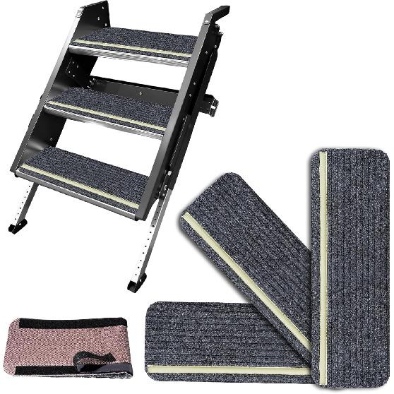 RV Step Covers 4 Packs, RV Stair Covers for Mobile Home and Camper, Camper Step Covers, Non Slip RV Step Rug Carpet Outside, Waterproof, Glow In The