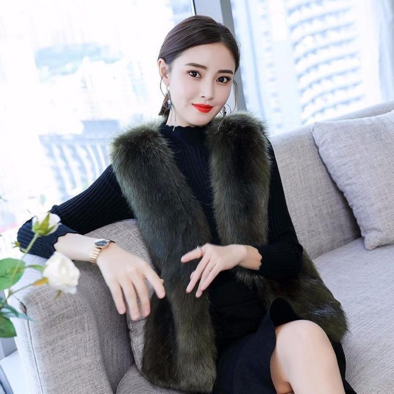 

Жилет из искусственного меха женский короткий осенне-зимний новая мода утолщенный жилет из искусственного меха норки куртка мода XS армия зеленый