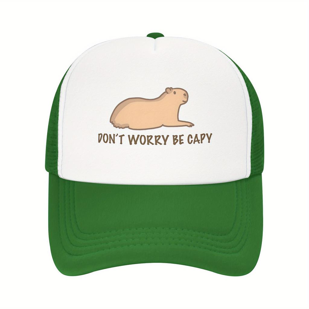 Keine Sorge Sei Capy Capybara Grafik Trucker Cap Atmungsaktives Netz Baseballkappe Verstellbar Lässig für Erwachsene
