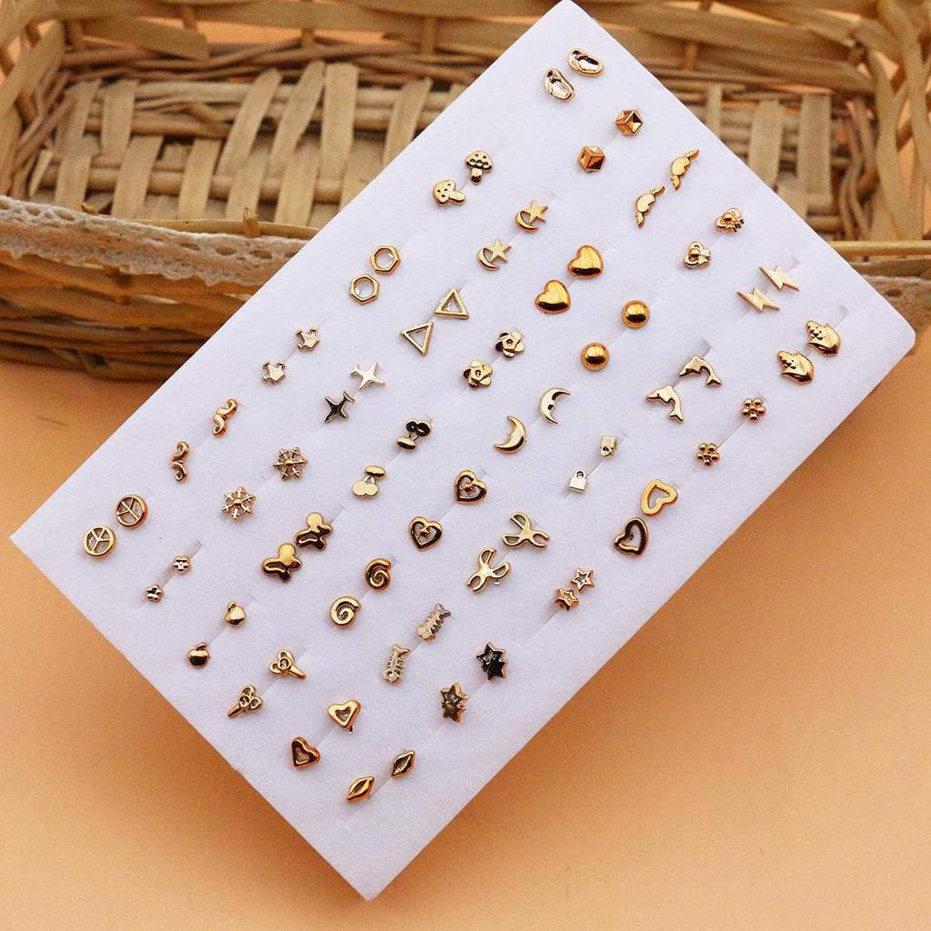 36 Pairs Mini Plastic Glue Needle Earrings: Random Mixed Styles, Sponge-Packed, Exquisite Set