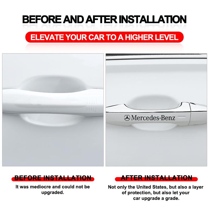 4Pcs Car Door Handle Stickers Tire Rear View Mirror Decals For Mercedes-Benz AMG C500 C200 C300 A B C E GLA CLA GLK GL ML GLE W204 W205 W211 W212 W213