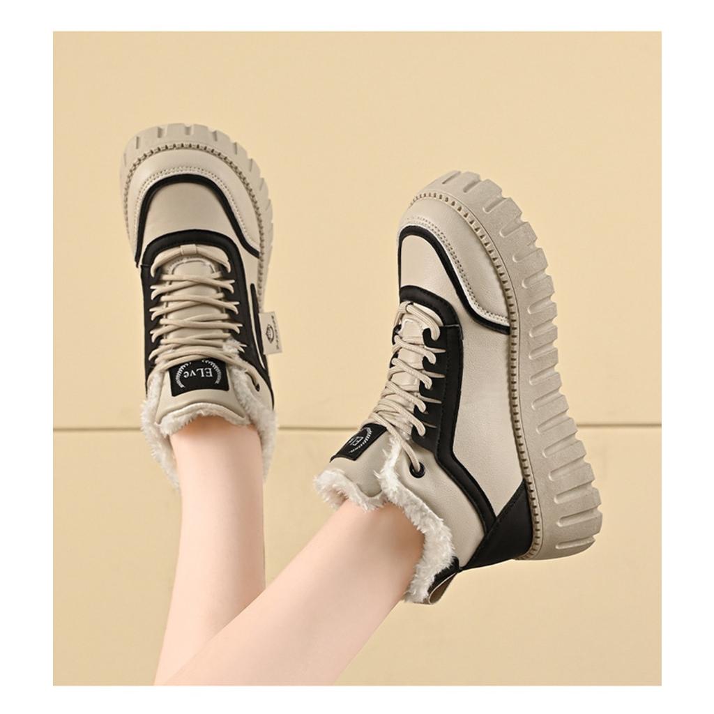 Winter Women's Shoes with Plush High Top Shoes,  Height Increasing, Thickened, Warm Cotton Shoes, Short Boots, Board Shoes, Women's Shoes